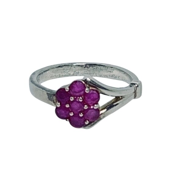 Unknown Jewelry - Sterling Silver Pink Topaz Floral Cluster Ring Size 7 1/2 (R53)